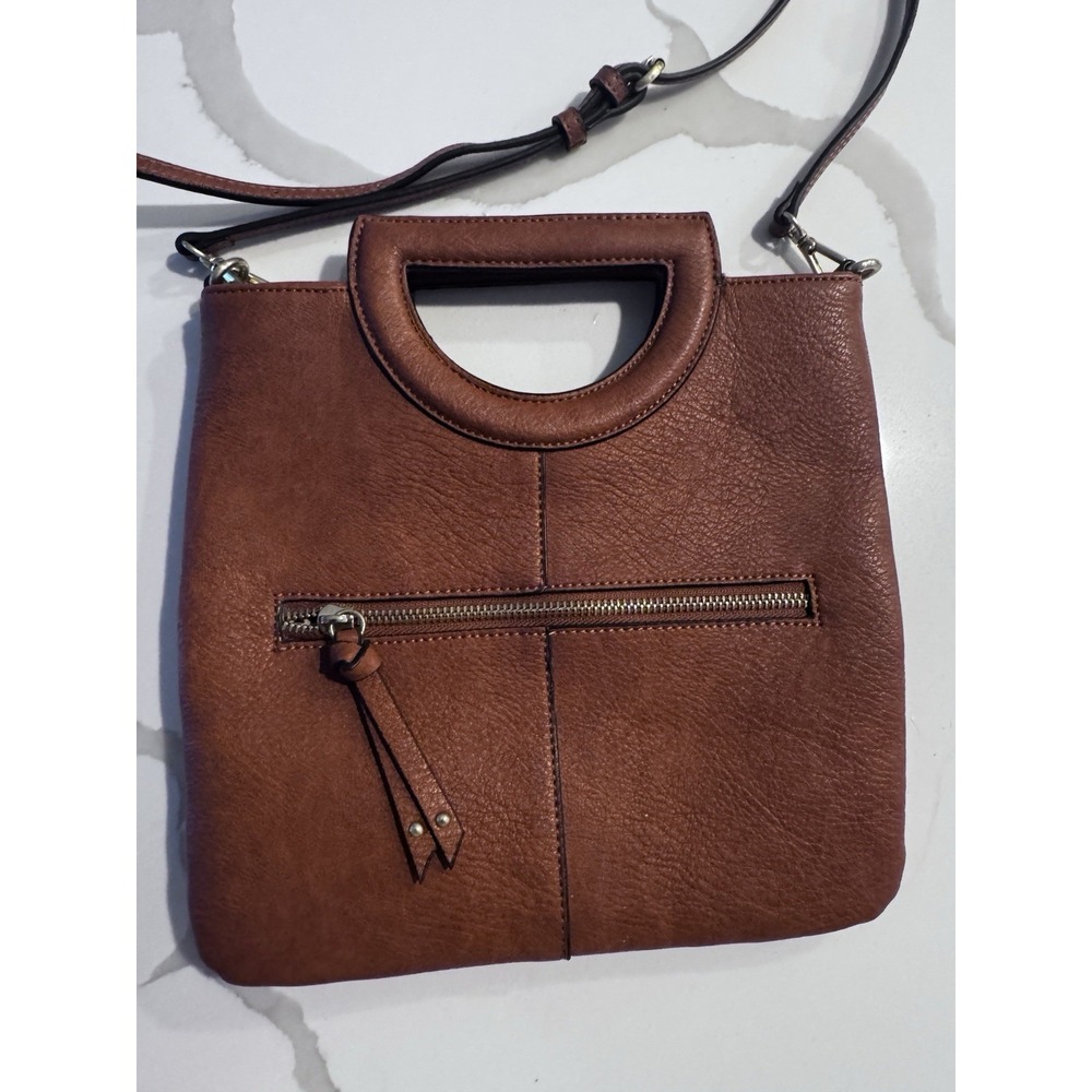 Sole Society Brown Leather Crossbody Satchel